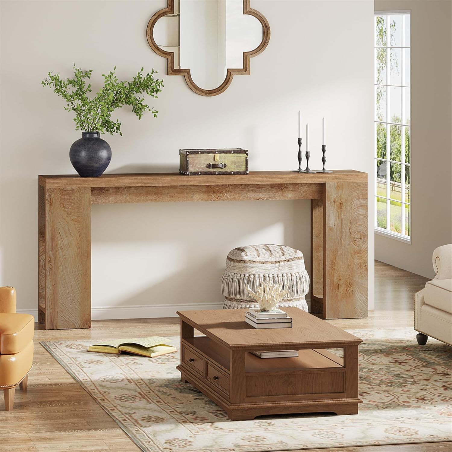 Tribesigns Console 160 cm, Table de canapé de style ferme Table d'appoint d'entrée