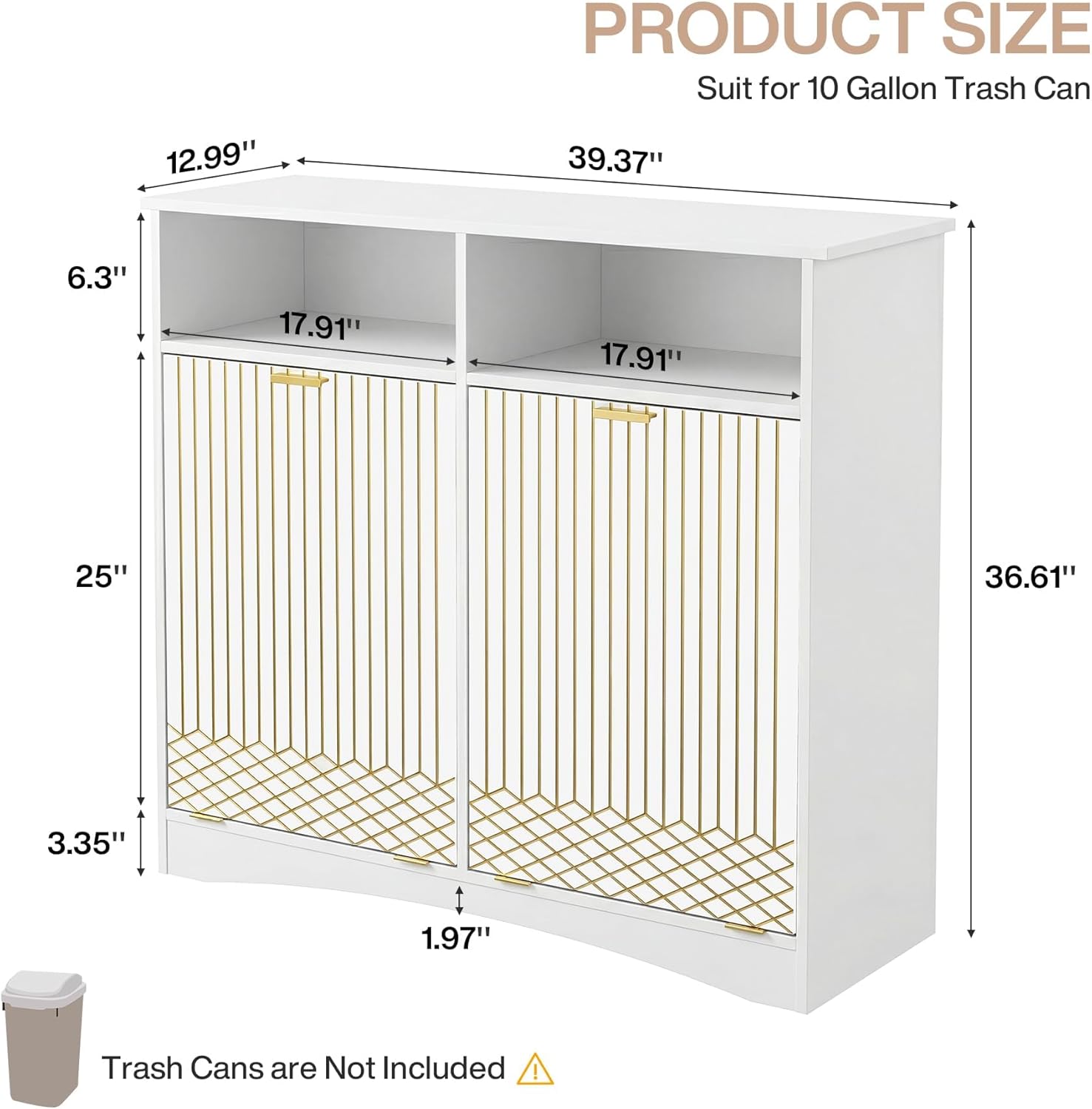 Tribesigns Meuble de tri des déchets avec système coulissant, Meuble de cuisine moderne avec 2 compartiments pour poubelles intégrées