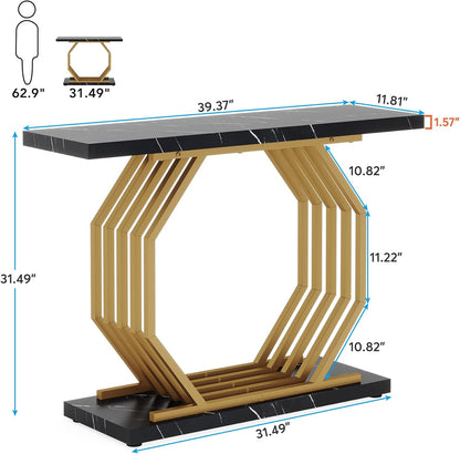 Tribesigns Table Console Moderne avec Base dorée, Table Console Meuble 100 x 30 x 80 cm Petite Table de Présentation