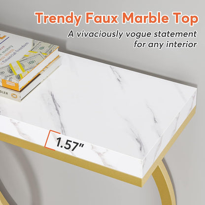 Tribesigns Table console dorée 140 cm, Table de couloir d'entrée moderne