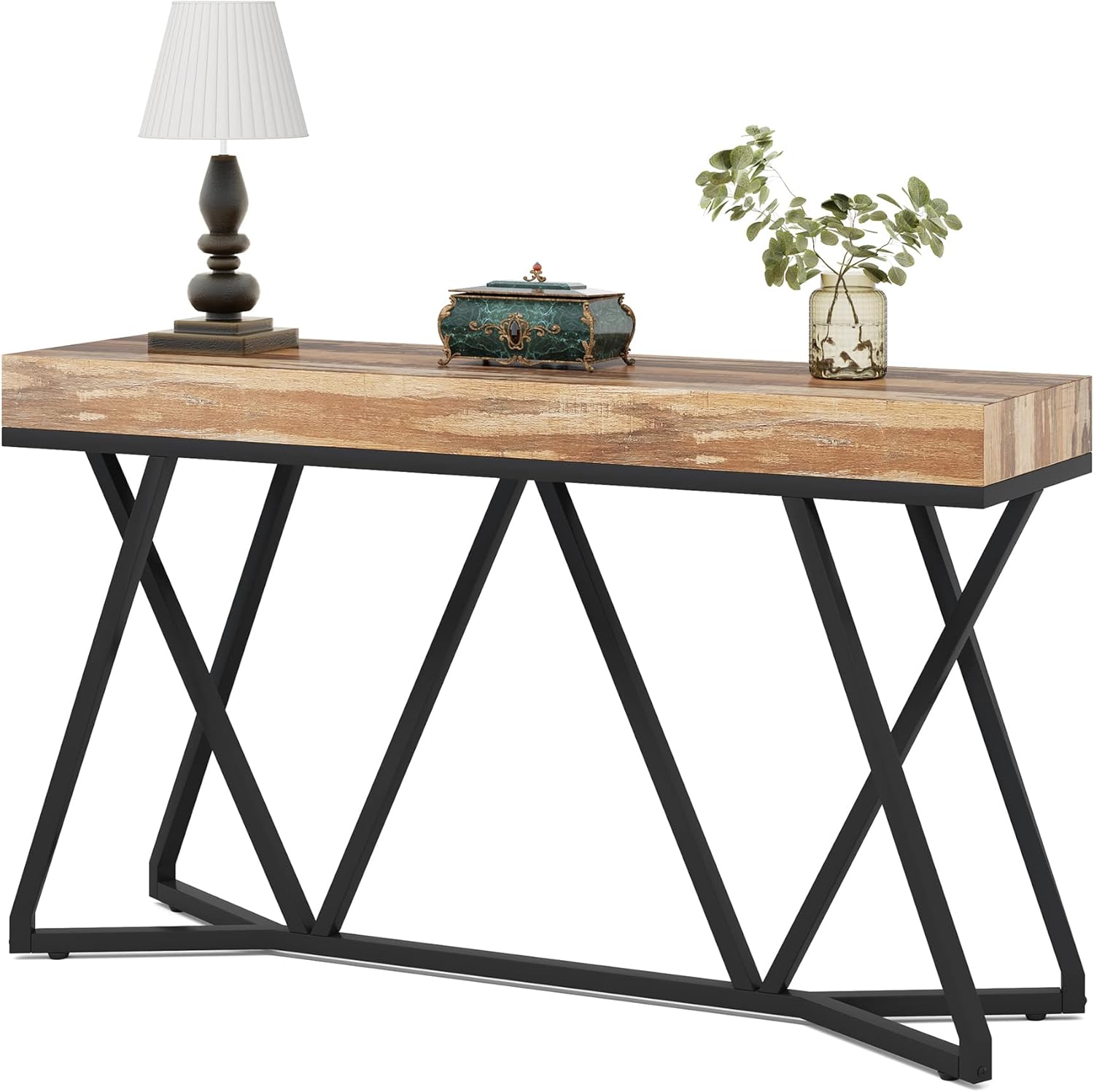 Tribesigns Table console en bois , Console d'entrée avec base en métal Unique Table Basse