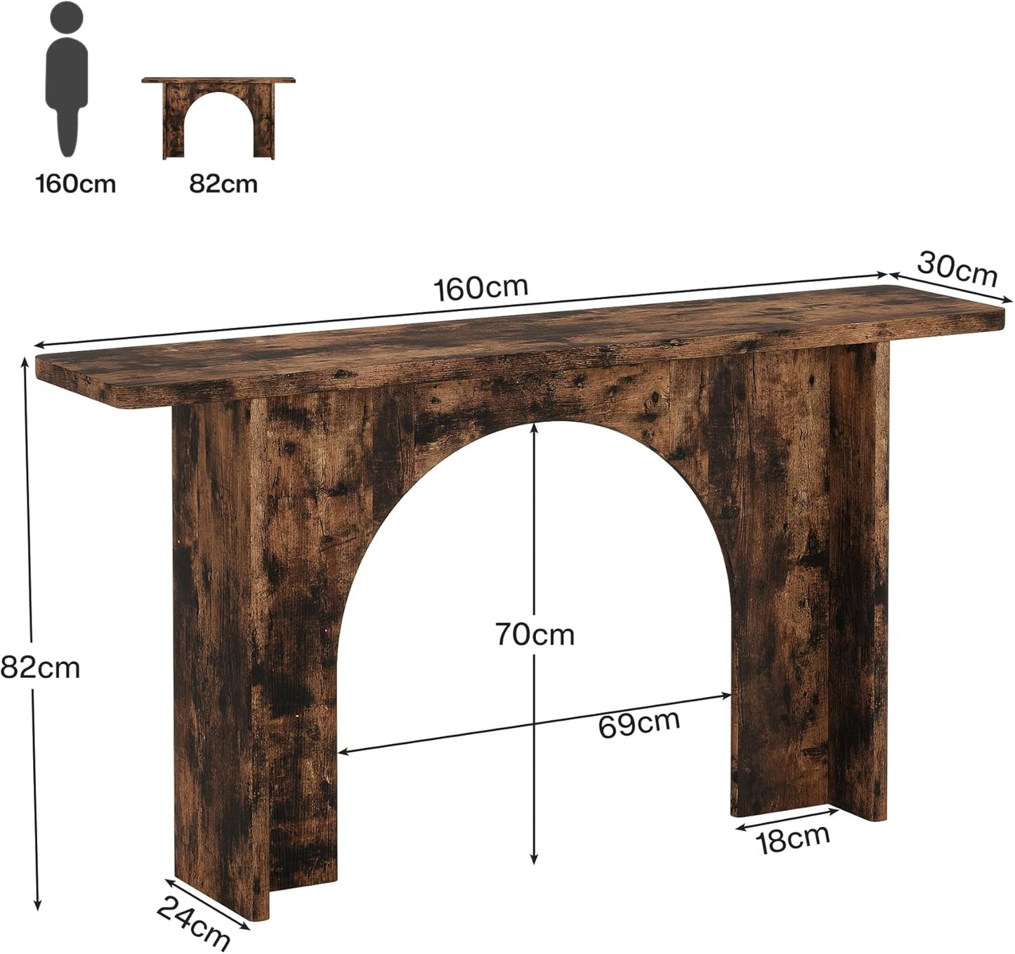 Tribesigns Table Console, Table d'entrée rustique avec arcade incurvée