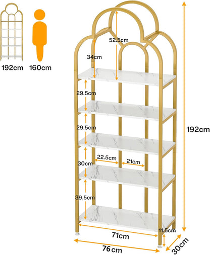 Tribesigns 5-Tier Gold Bookcase, Bibliothèque moderne avec étagères ouvertes