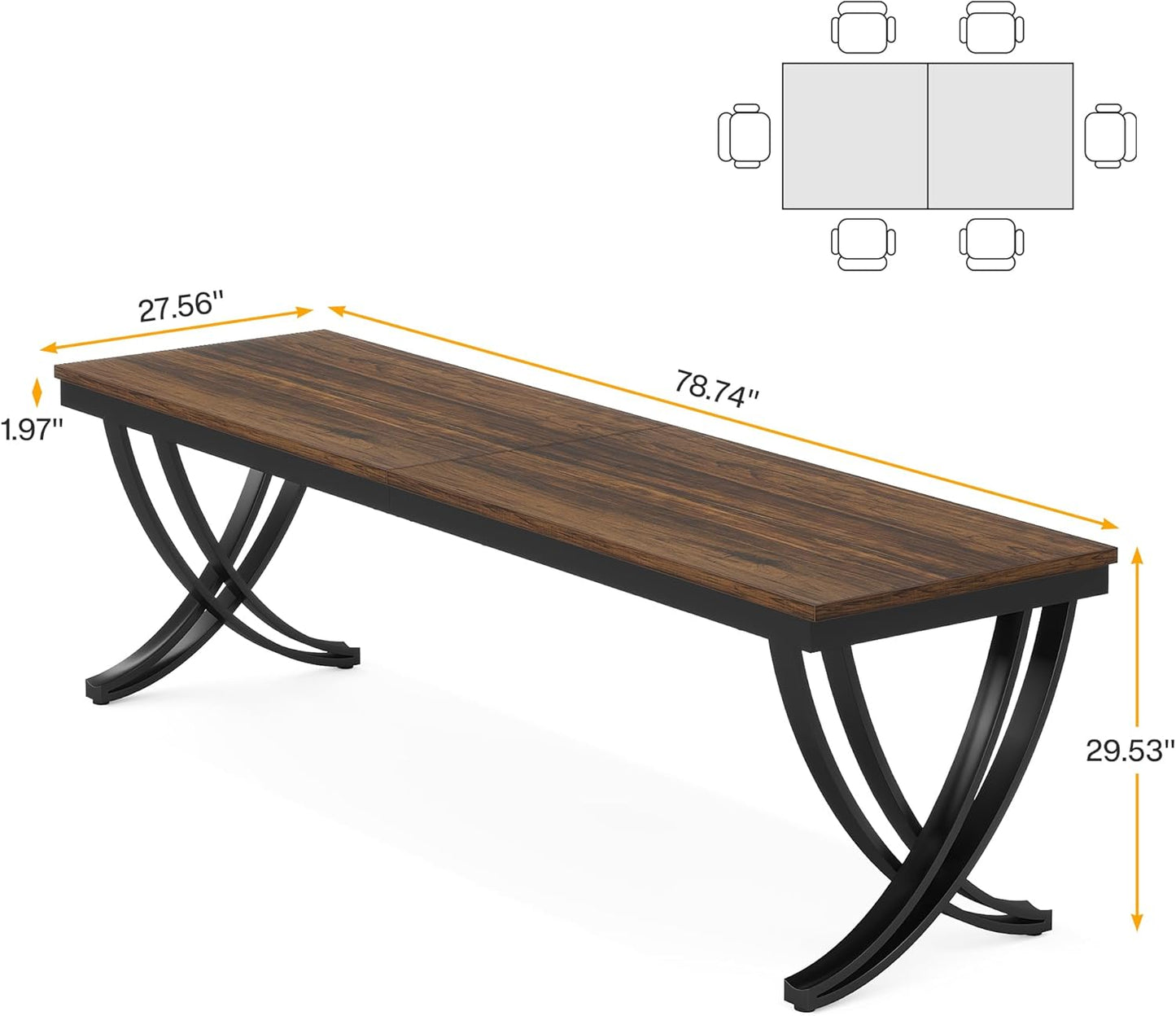 Tribesigns Grande table de salle à manger, Table à manger rectangulaire pour 6 à 8 personnes