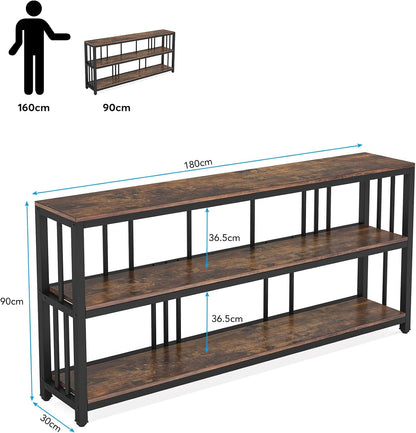 Tribesigns Table console longue, Console bois d'entrée industrielle à 3 niveaux