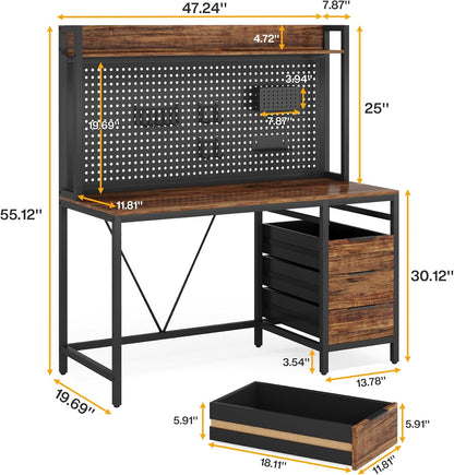 Tribesigns Bureau pour ordinateur avec 4 tiroirs, Bureau avec rangement pour bureau à domicile