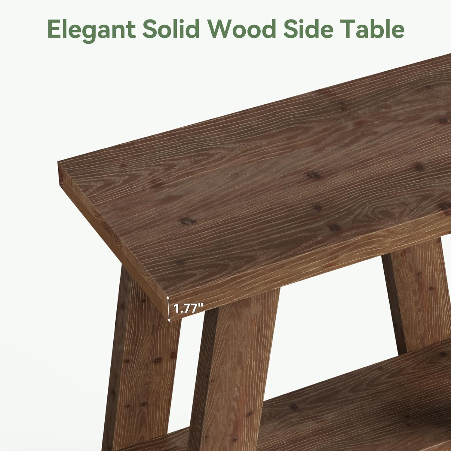 Table d'appoint en bois massif, Petite table de chevet à 2 niveaux Table de chambre moderne avec étagère