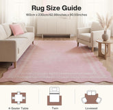 Tribesigns Tapis de jeu pour chambre de fille, à poils courts, motif vagues modernes, Certifié Oeko-Tex, rose & gris 3