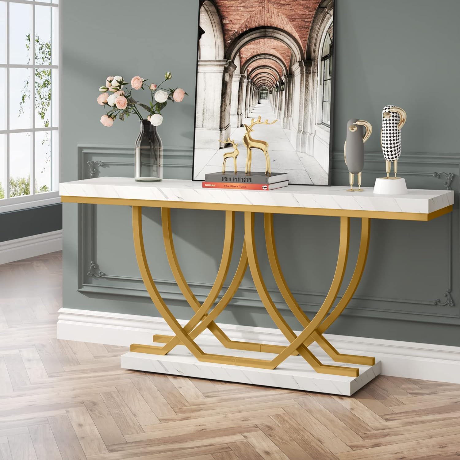 Tribesigns Table Console, Table d'entrée Moderne, Table de canapé doré