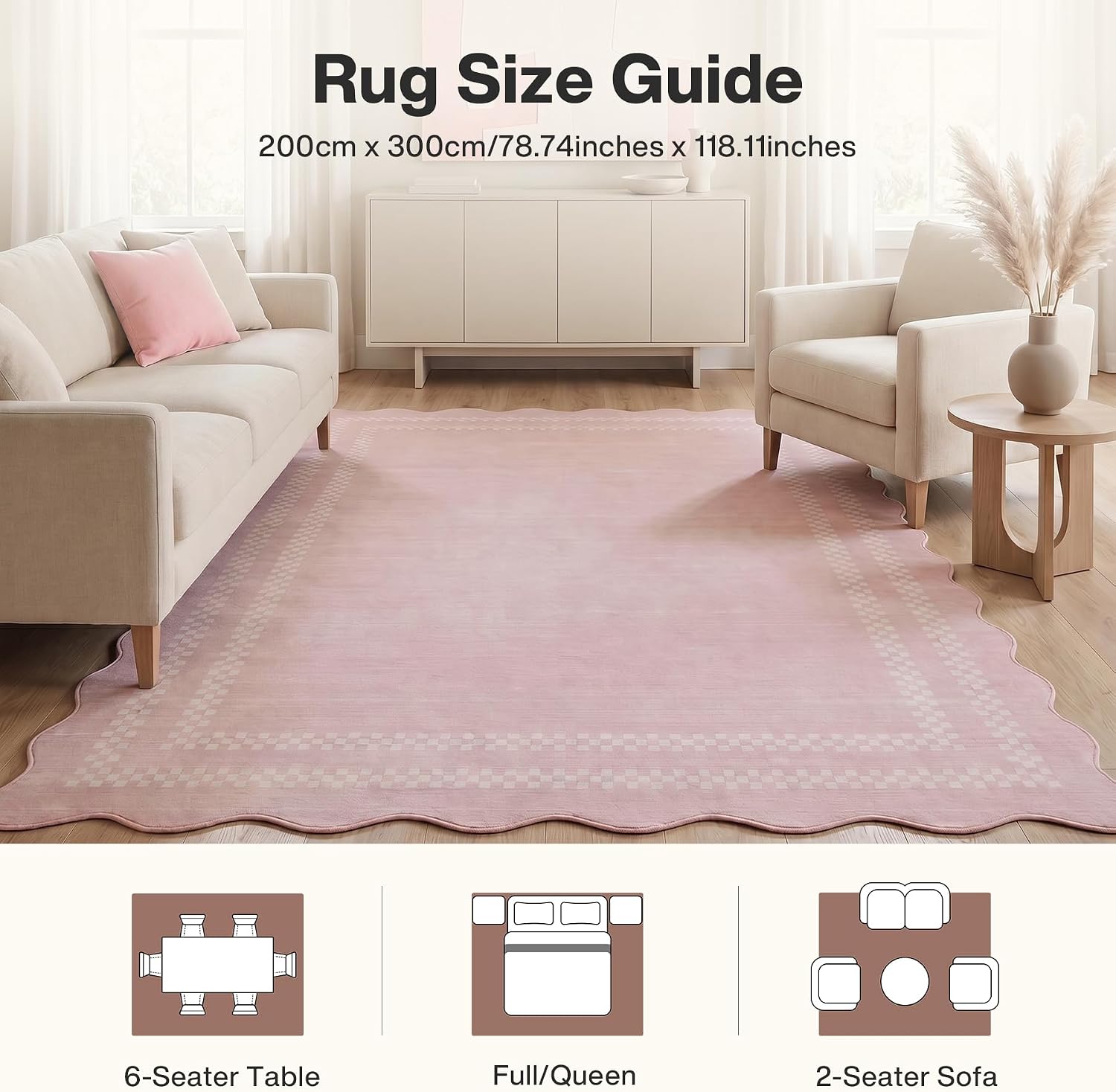 Tribesigns Tapis de jeu pour chambre de fille, à poils courts, motif vagues modernes, Certifié Oeko-Tex, rose & gris
