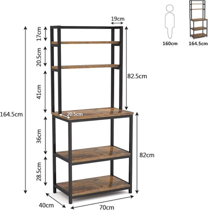 Tribesigns Étagère de cuisine de boulangerie, Grand support à 5 étages industriel en bois