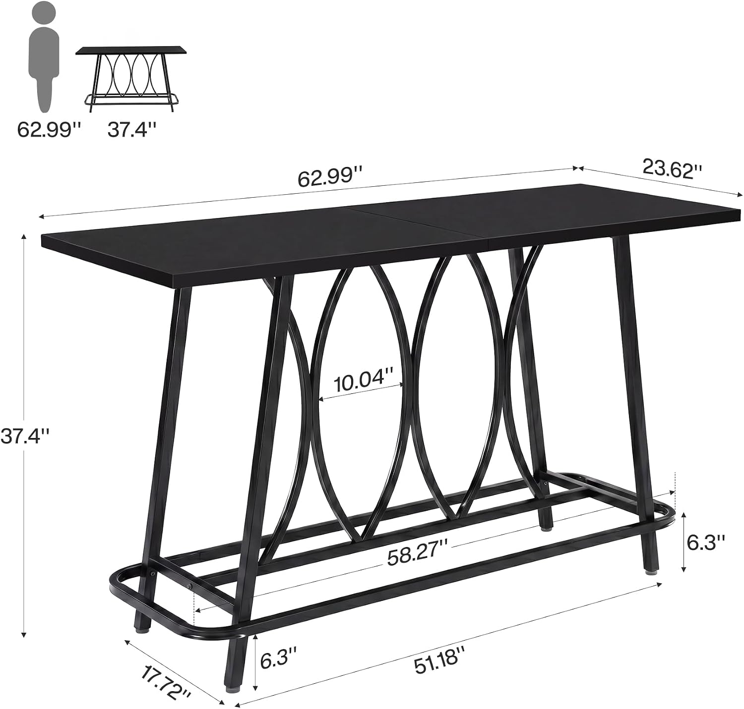 Tribesigns Console de 160 cm de long style campagne moderne, Table d'entrée étroite avec structure en métal