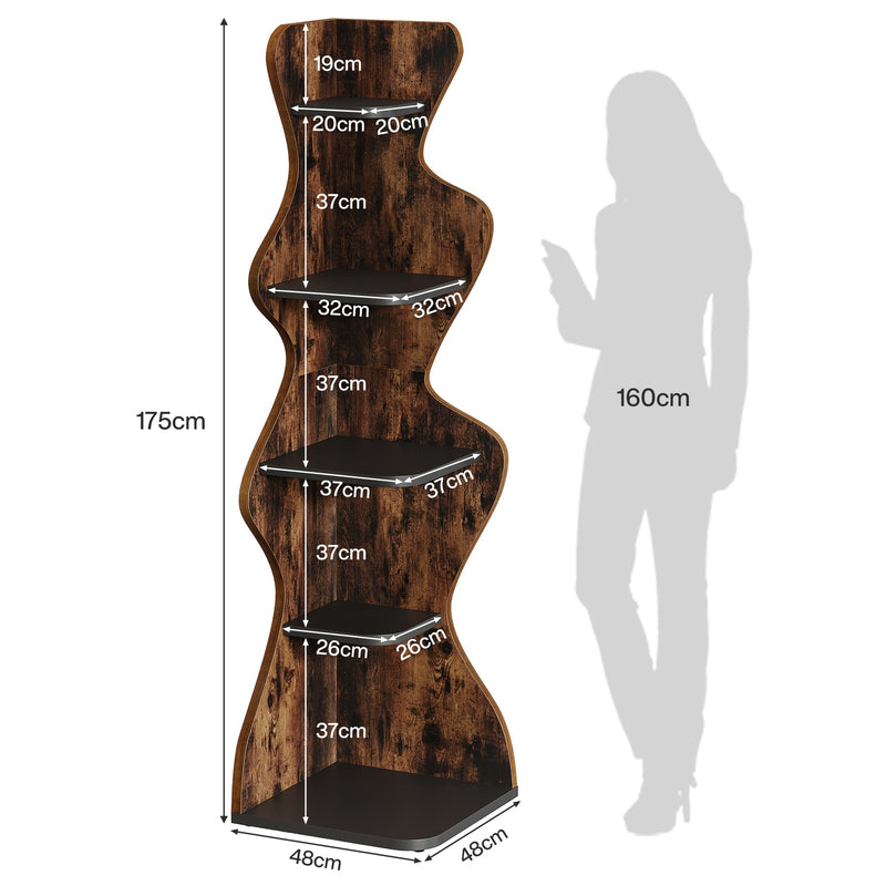 Tribesigns Bibliothèque en bois, Étagère d'angle à 5 niveaux Support de rangement pour plantes