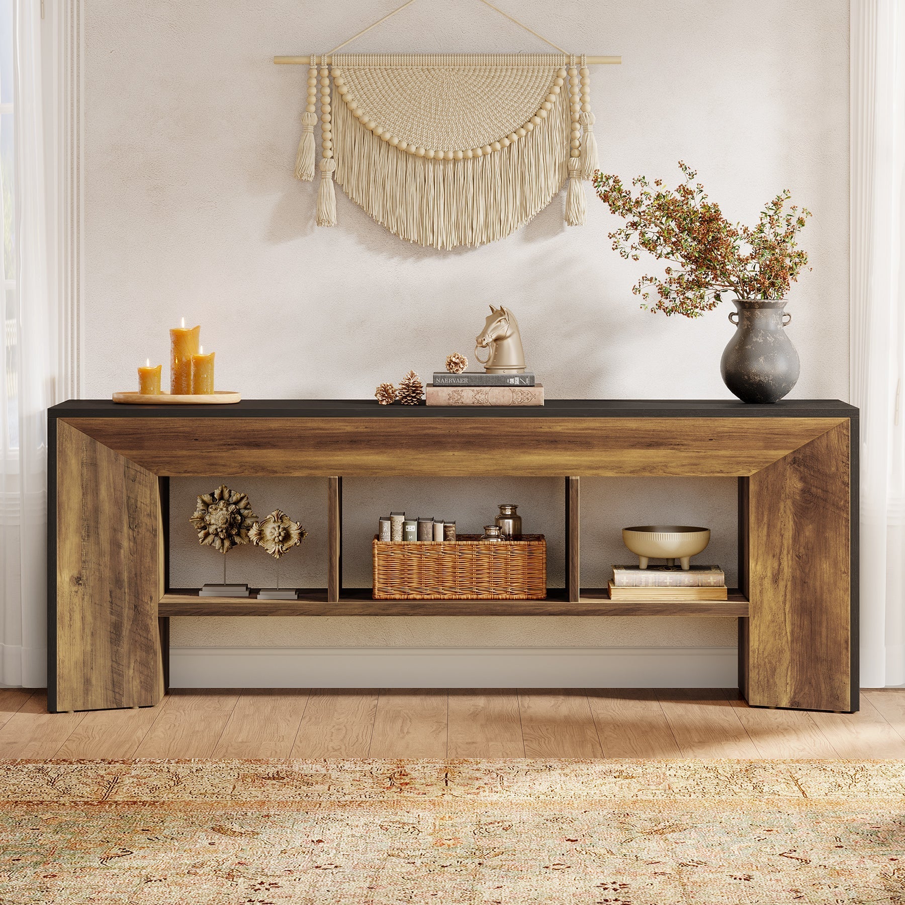 Meuble TV 160 cm unité multimédia 3 compartiments pour salon