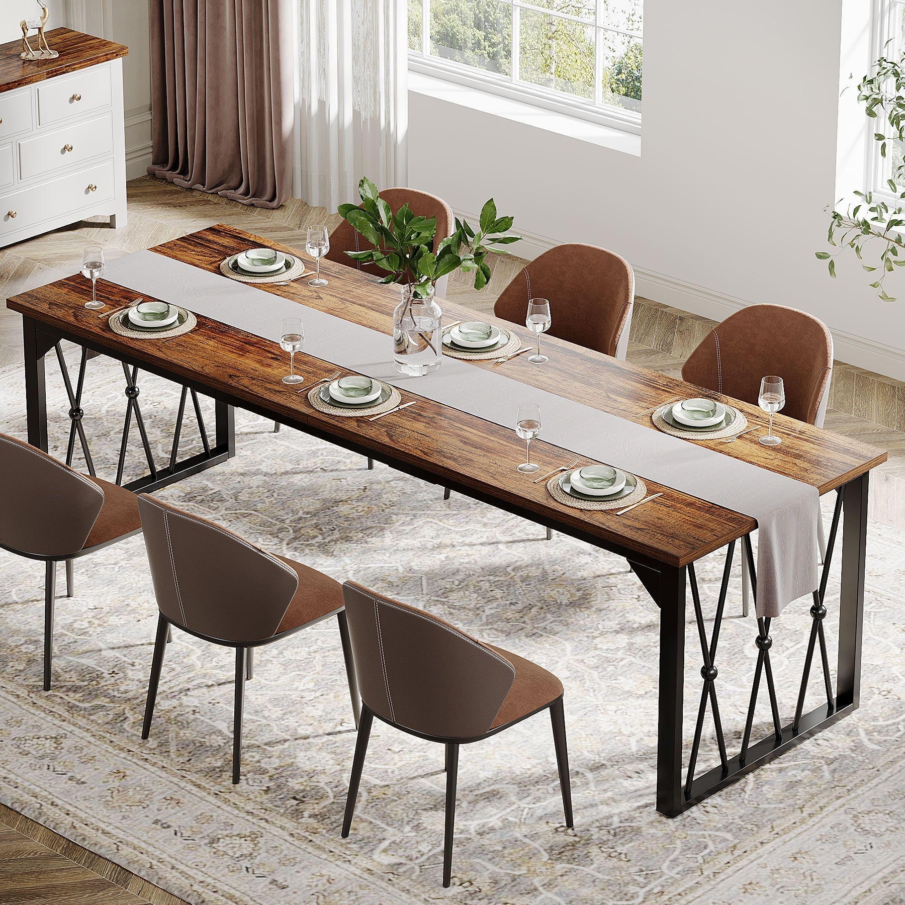 78.7" Dining Table, Industrial Kitchen Table for 4-6 person Tribesigns