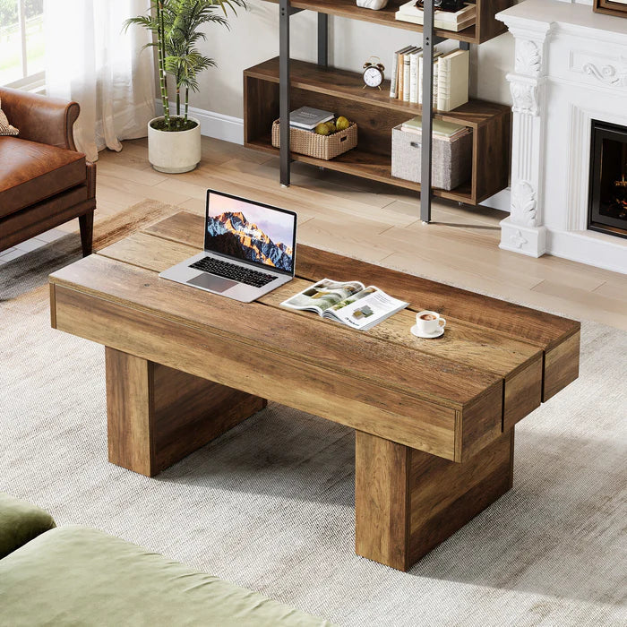 Tribesigns Table basse de ferme de 120 cm avec fonction table à goûter