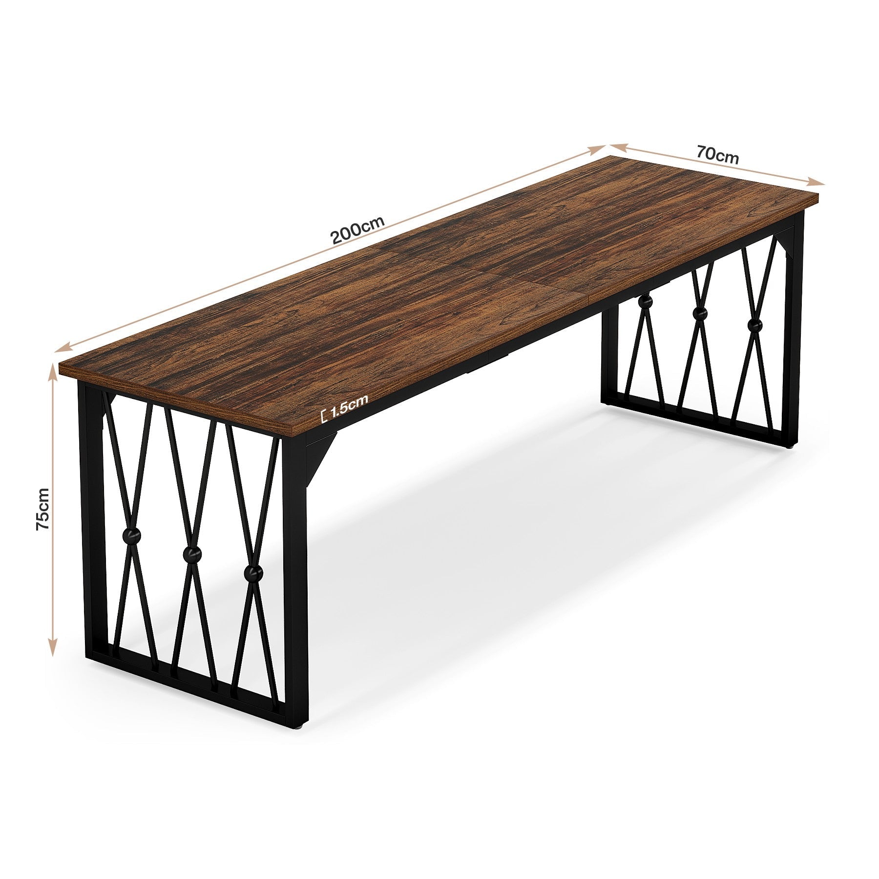 Tribesigsn Bureau de direction 200 cm, Grand bureau d'ordinateur Bureau pour deux personnes