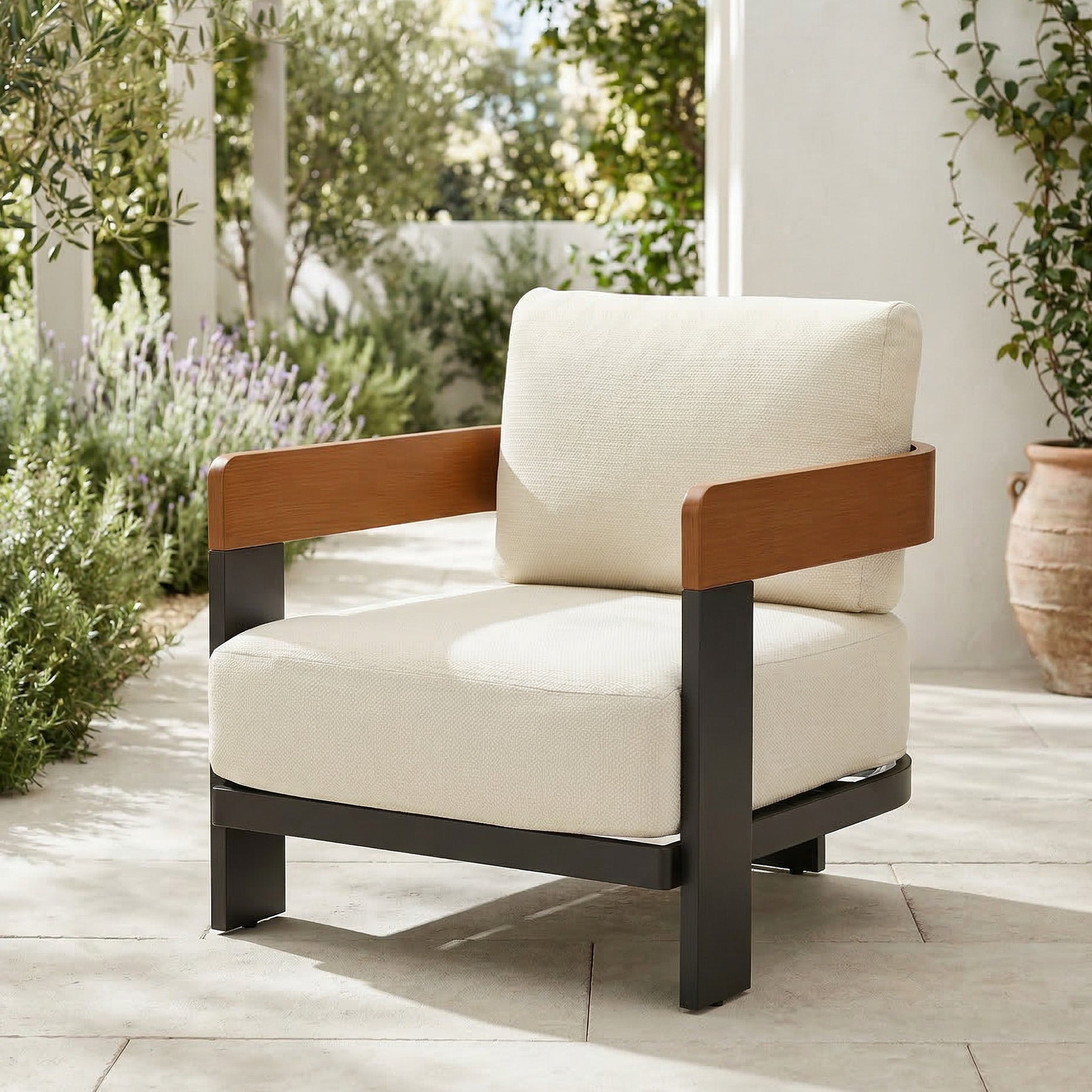Tribesigns Chaise longue d'extérieur, Chaise de patio avec coussins et structure en aluminium