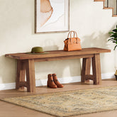 Banc en bois massif de 140 cm de long, Style champêtre en bois naturel 3