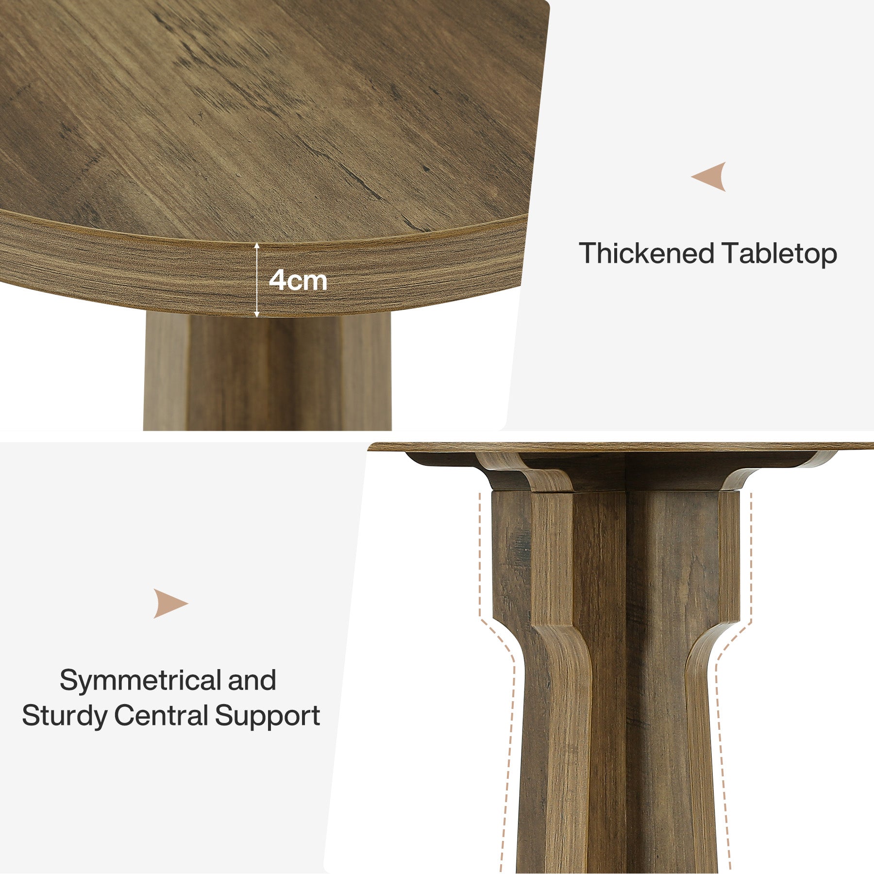 Tribesigns Table de salle à manger ronde 60 cm pour 2 personnes, Petite table de cuisine style champêtre