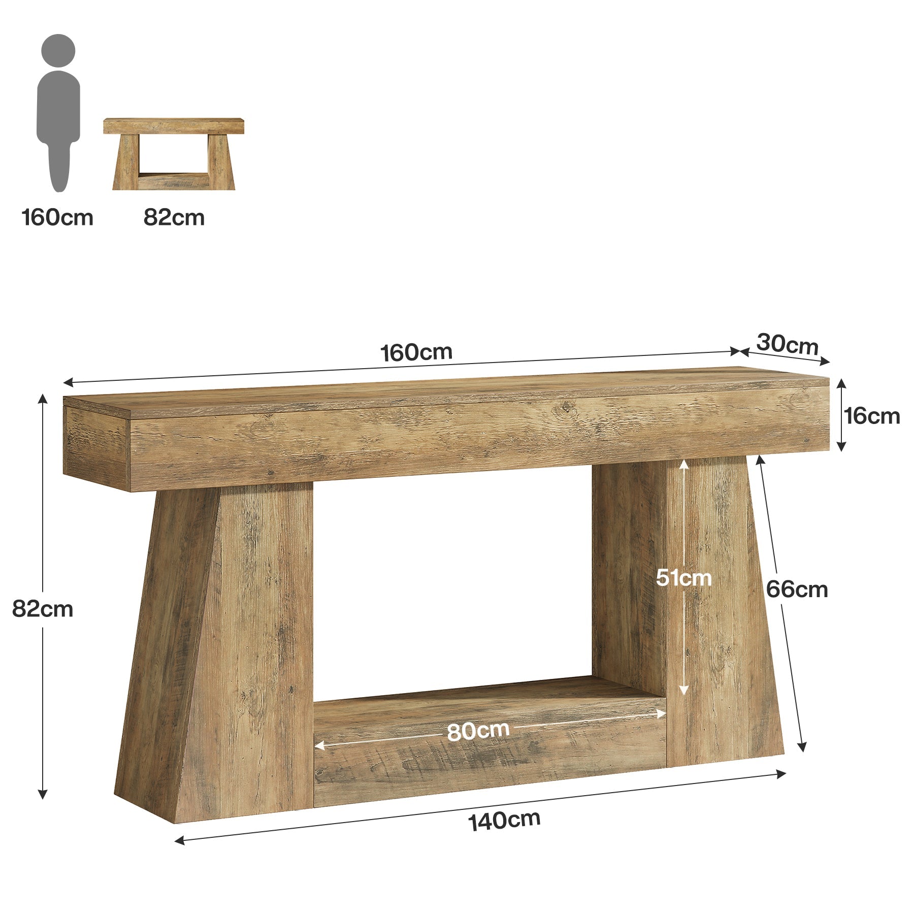 Tribesigns Console de 160 cm, Table d'appoint en bois Table de salon