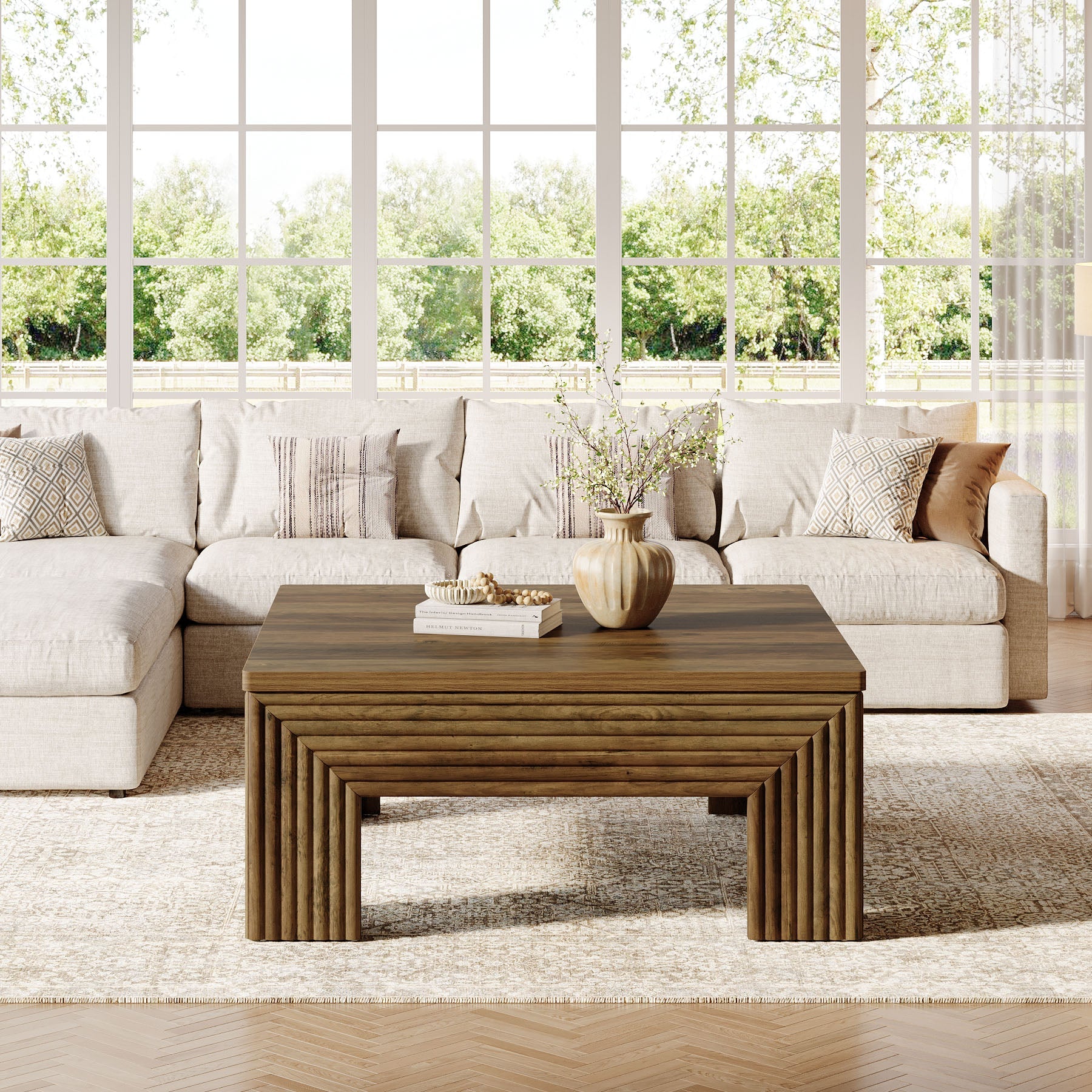 Tribesigns Table basse carrée moderne et minimaliste de 100 cm, Table centrale compacte pour salon