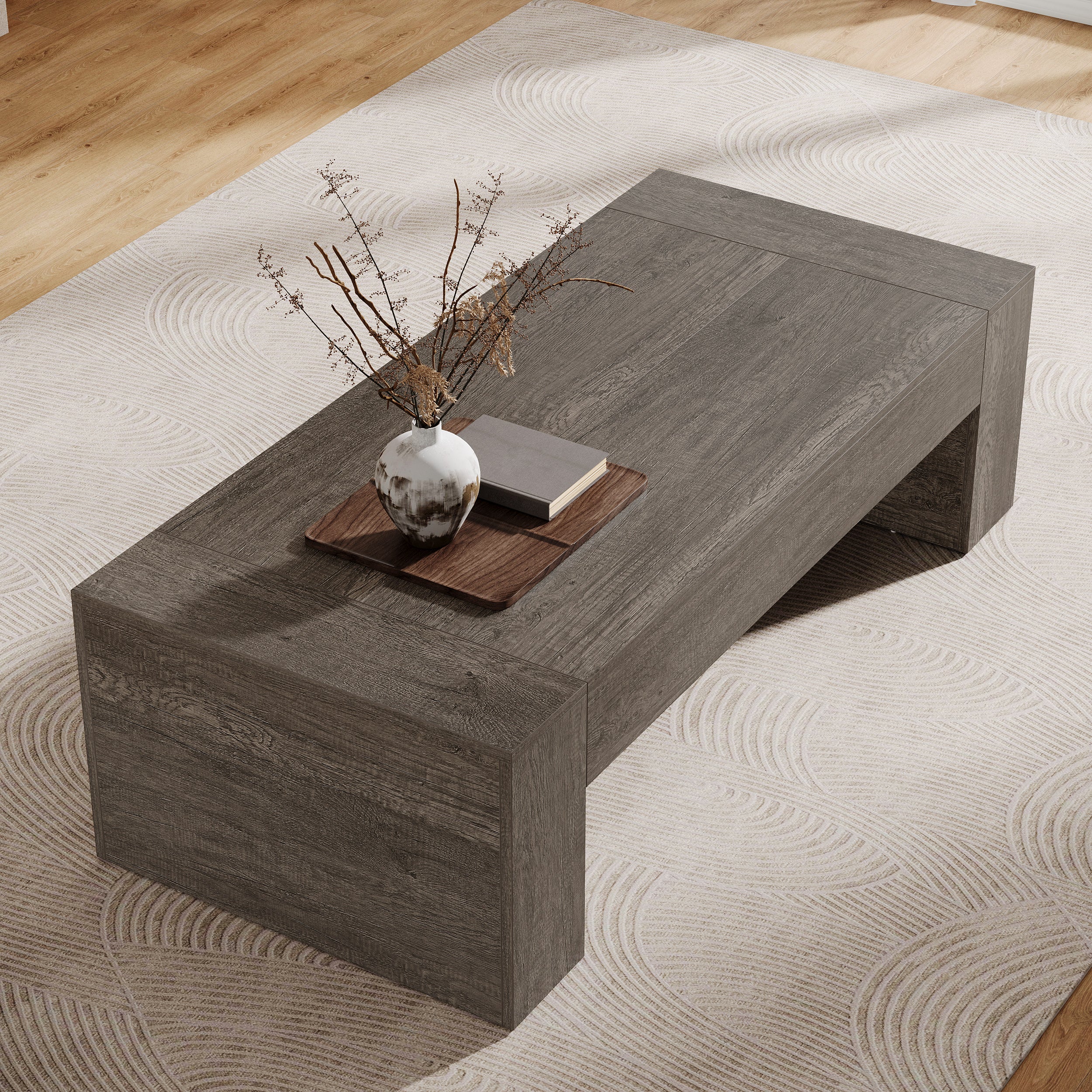 Tribesigns Table Basse Rectangulaire pour Salon, 130 x 70 x 45 cm, Table de Salon Bois