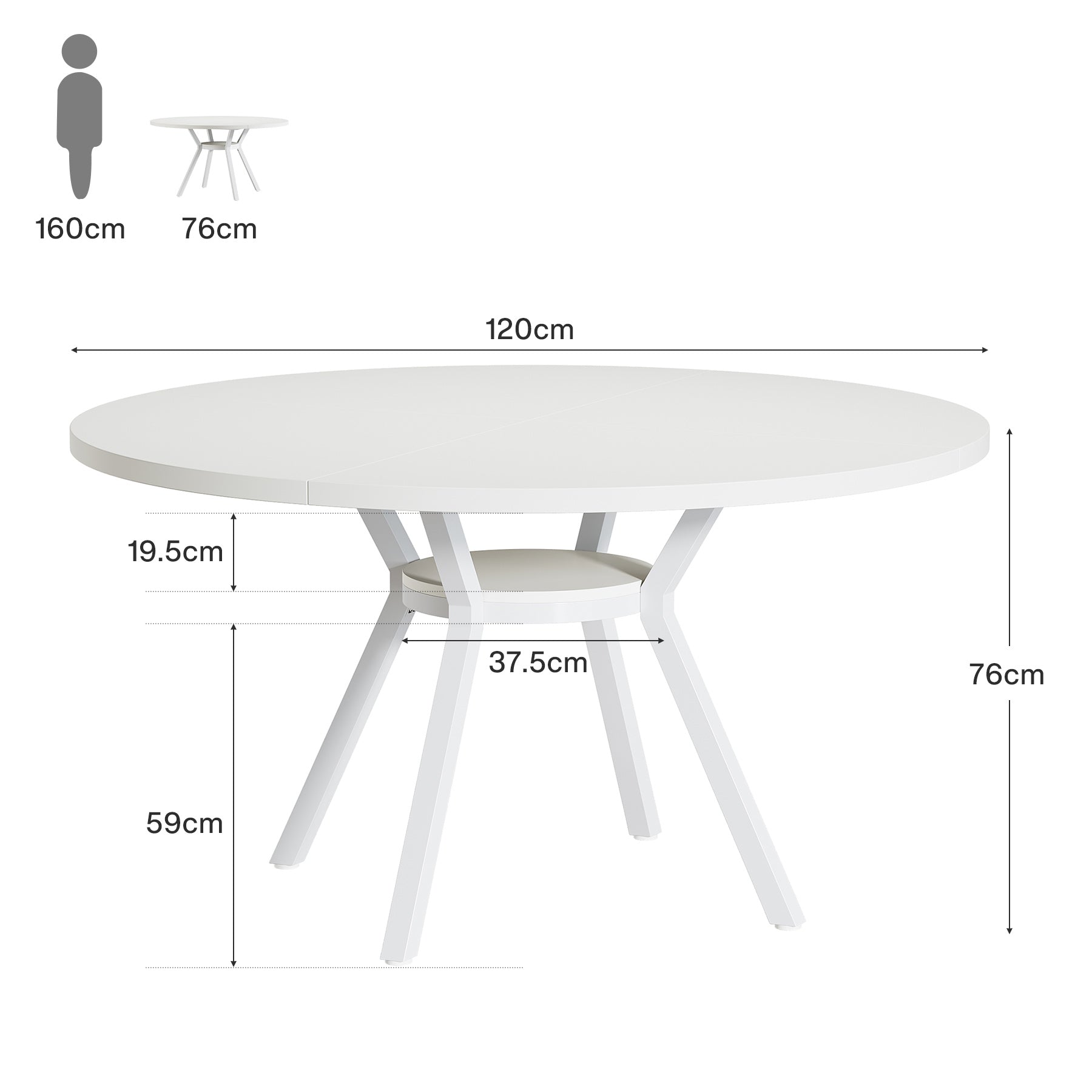 Tribesigns Table à manger ronde, Table de cuisine moderne de 120 cm pour 4 personnes
