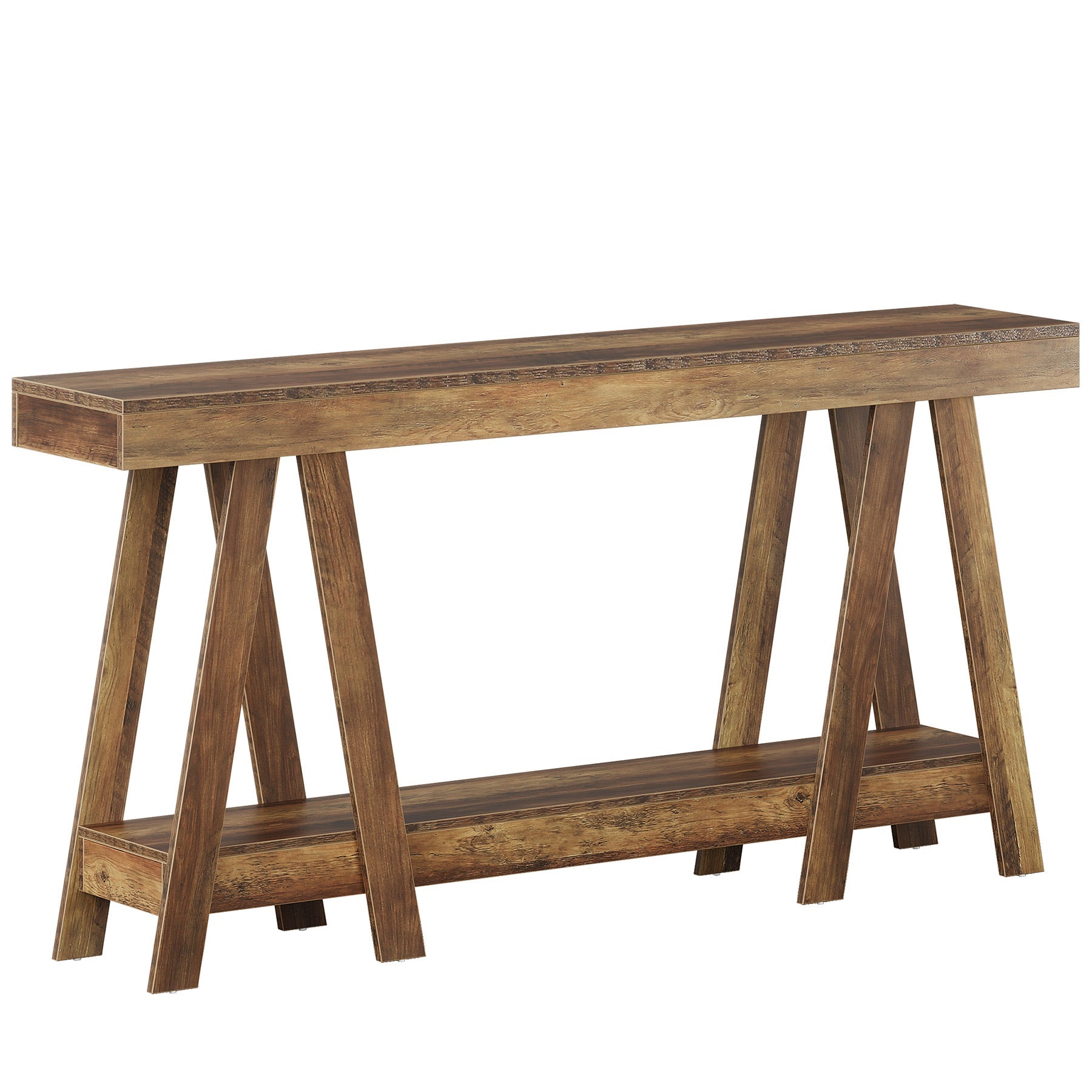 Tribesigns Console de 180 cm de long de style campagnard, Table d'entrée étroite à 2 niveaux