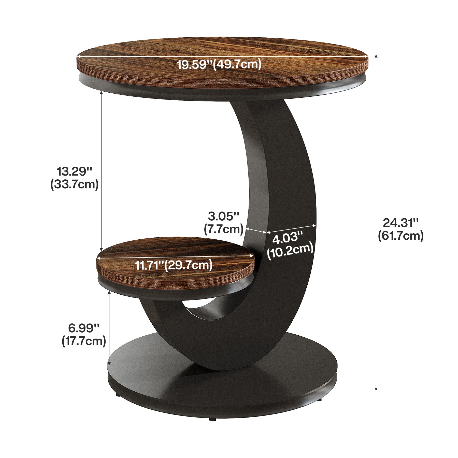 Tribesigns Table d'appoint à deux niveaux, Banc et table de chevet avec cadre arqué