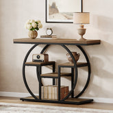 Tribesigns Console 105 cm de large avec 4 étagères, Table d'appoint de style industriel avec structure incurvée 3