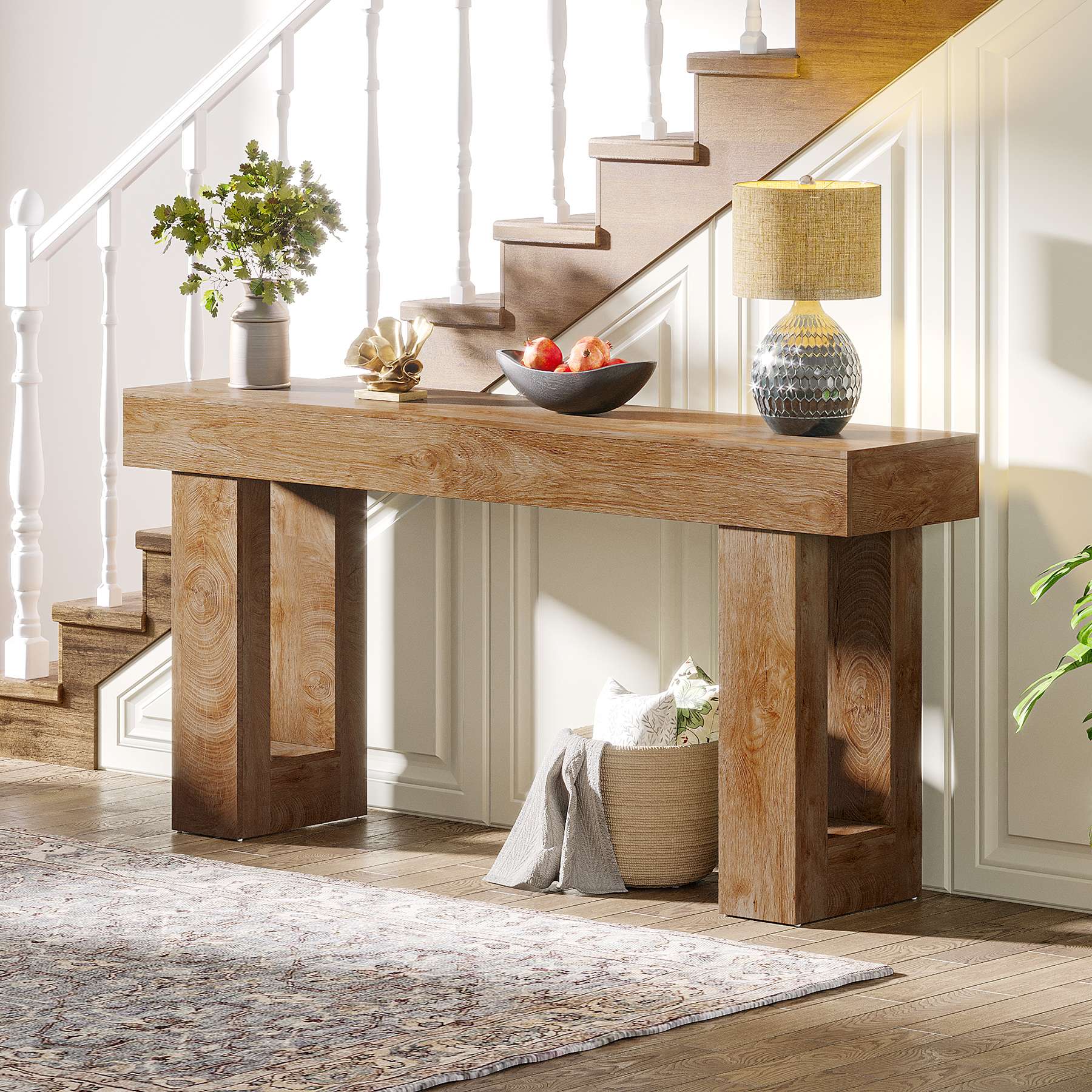Tribesigns Table console de 160 cm, Table d'entrée de style ferme en bois