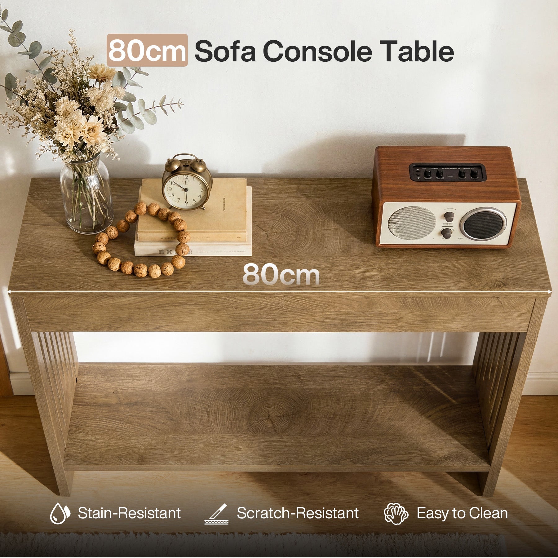 Tribesigns Console étroite de 105 cm Style campagnard avec 2 étagères et pieds rainurés