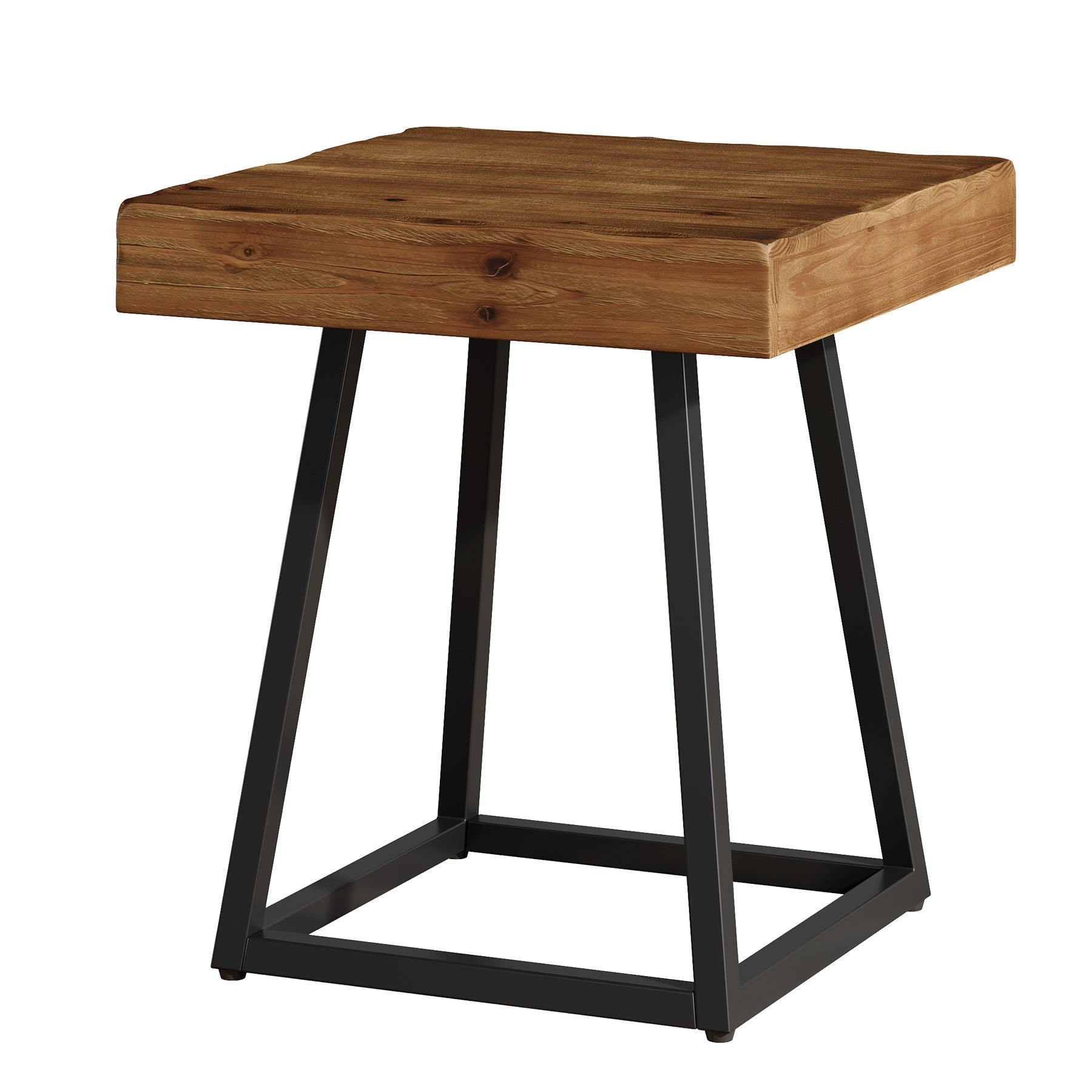 Tribesigns Table d'appoint en bois massif 50 cm, Table de chevet carrée avec piètement en métal