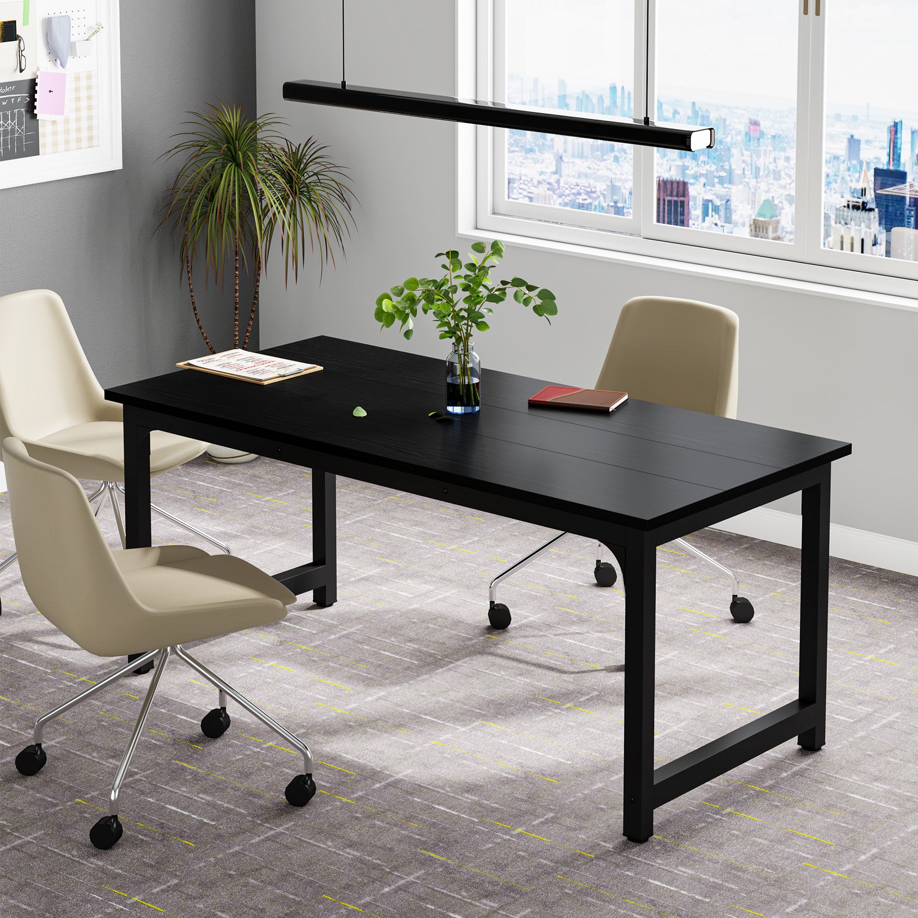 Tribesigns Bureau télétravail,  Bureau en bois et métal Bureau d'ordinateur grand et moderne