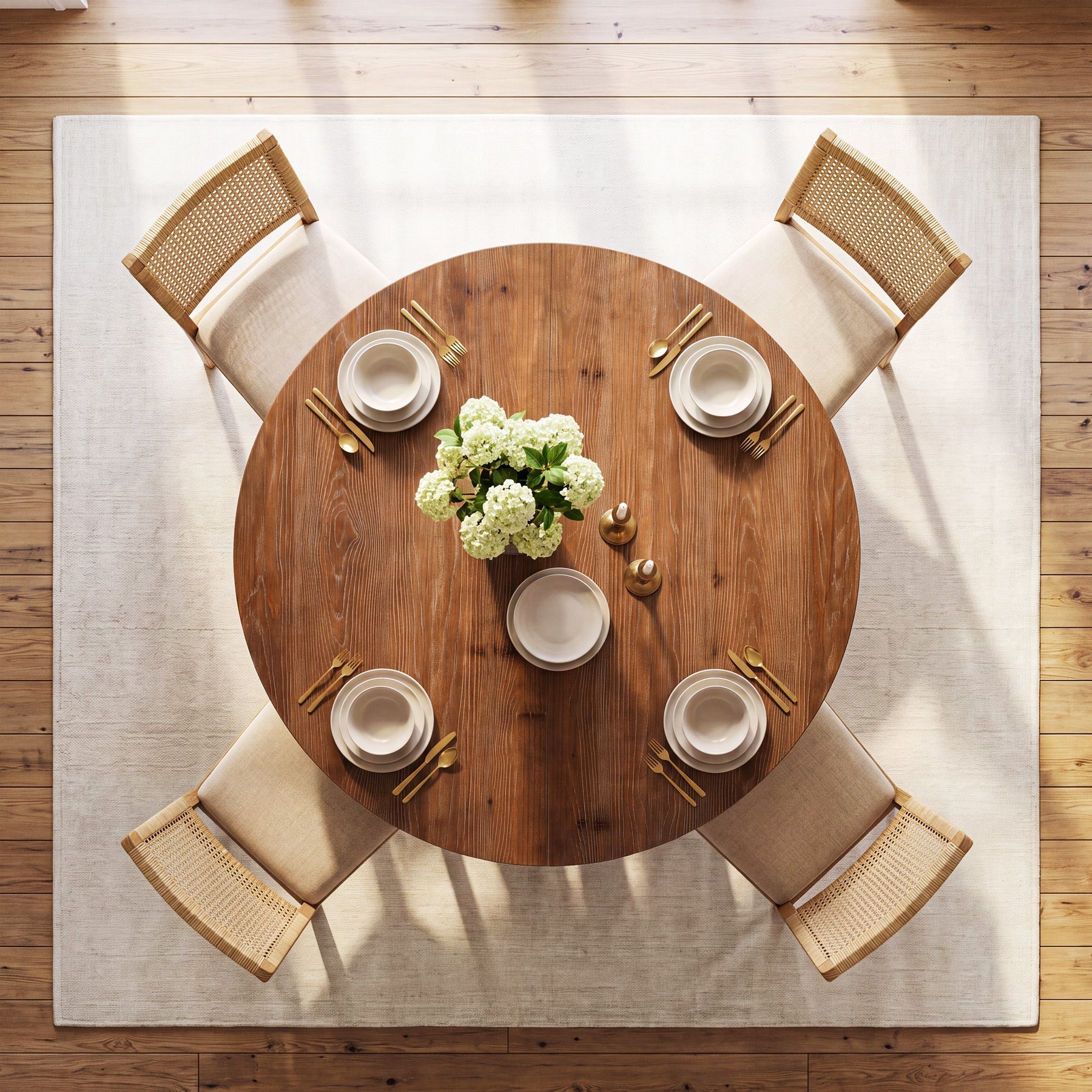 Tribesigns ronde massief houten eettafel 100 cm, landelijke keukentafel met kruisframe voor 2–4 personen