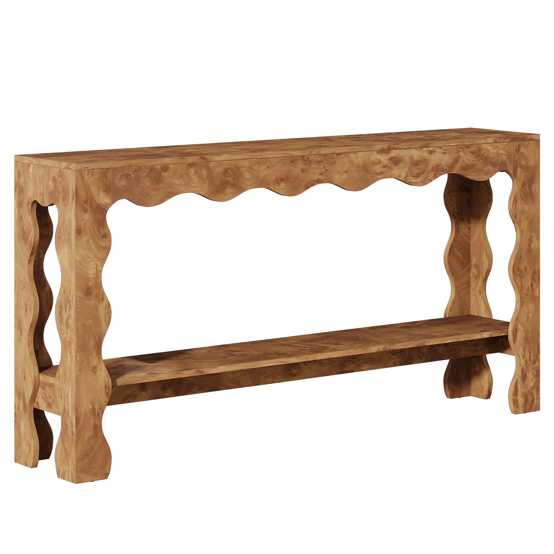 Tribesigns Table console de 160 cm, Table d'entrée étroite à 2 niveaux avec pieds festonnés