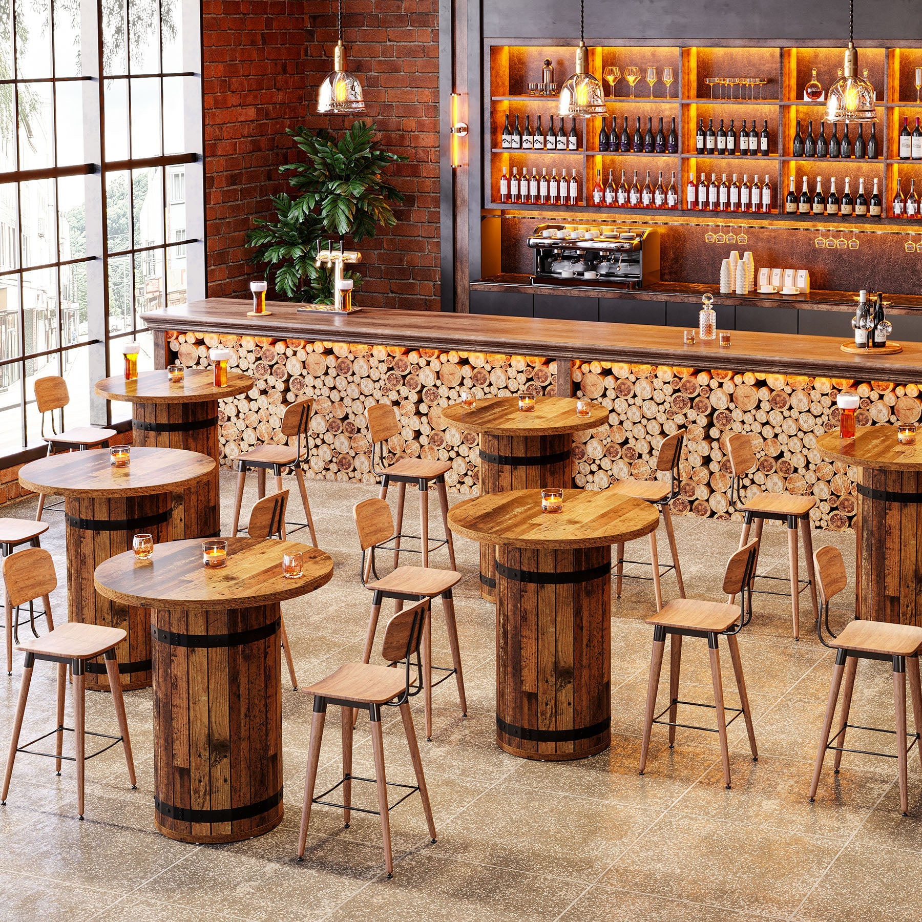 TribesignsTable de bar ronde  de 100 cm, Table bistro pour cuisine et salon