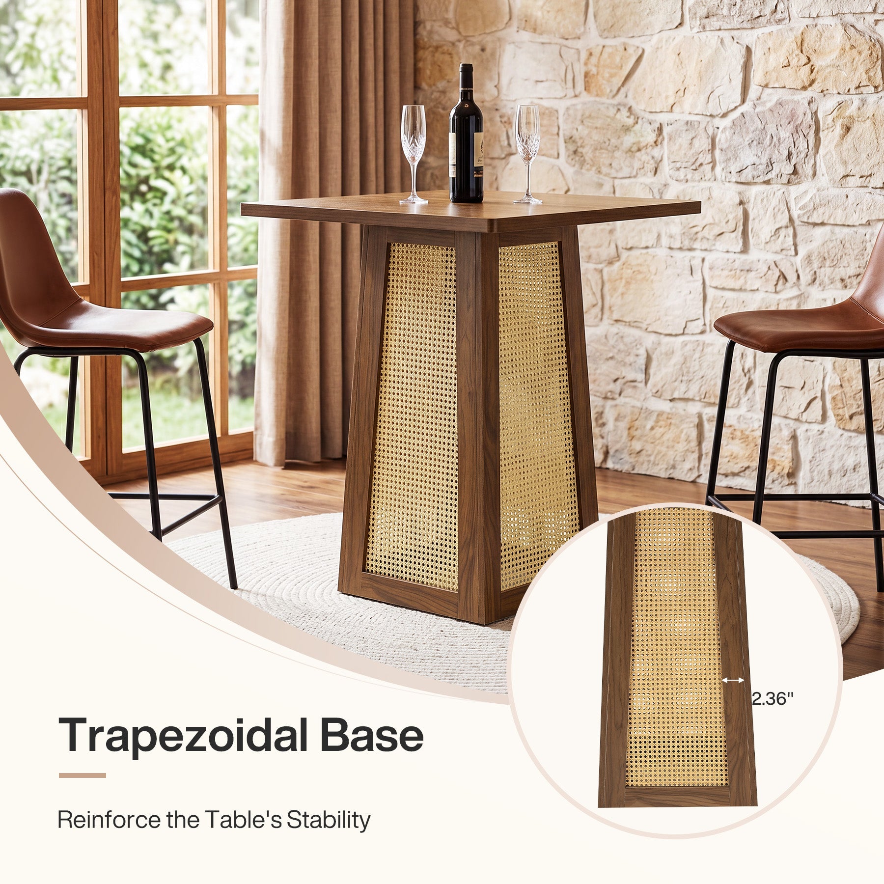 Tribesigns Table bistro carrée 80 x 80 cm avec pied central, Idéale pour le bar à domicile, le salon et les petits espaces