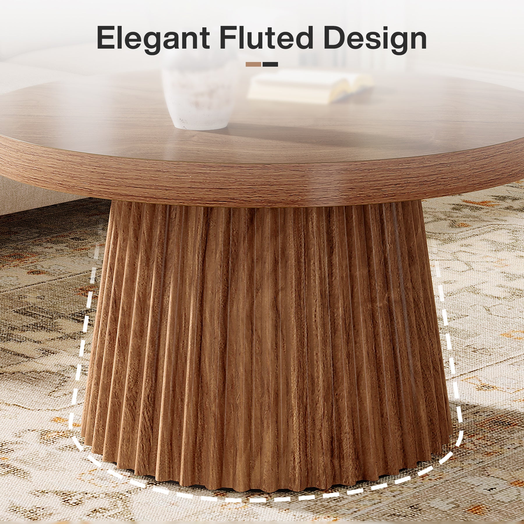 Tribesigns Table basse ronde de 80 cm de diamètre, Style champêtre table d'appoint stable