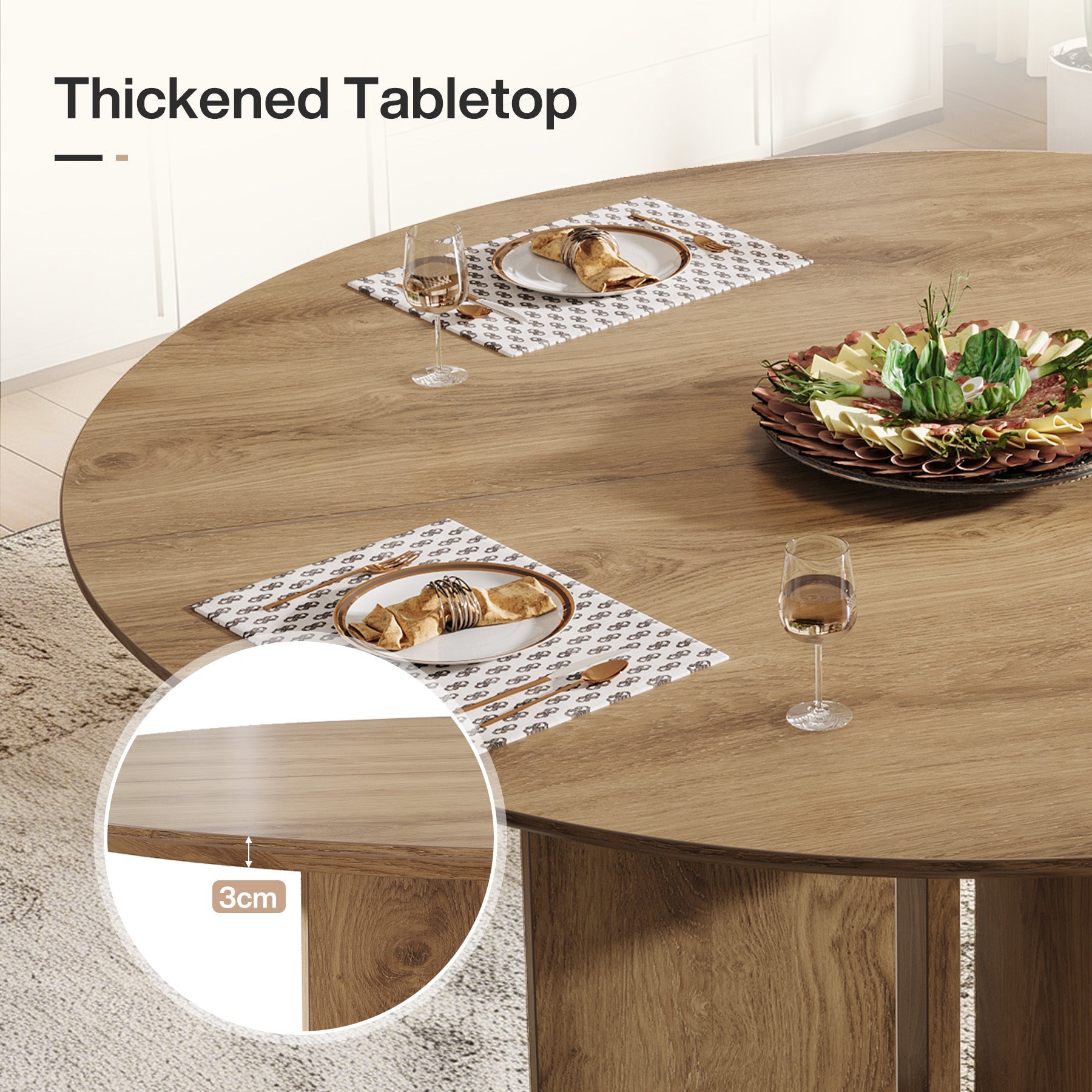 Tribesigns Table de salle à manger ronde de 100 cm, Table de cuisine pour 2 à 4 personnes avec étagère et piètement en X