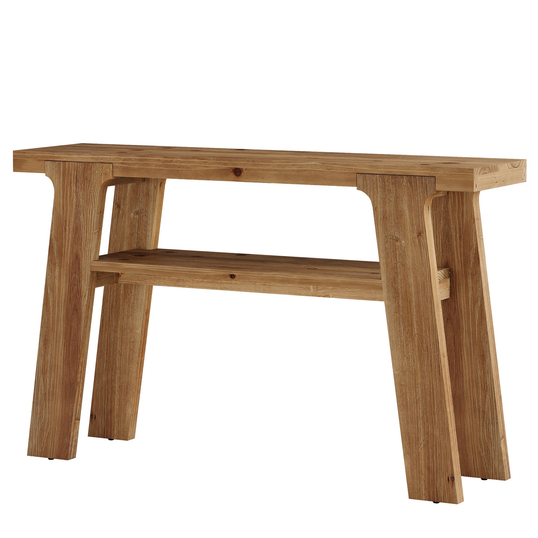 Tribesigns Console en bois massif de 120 cm, Style rustique idéale pour une entrée ou un canapé avec 2 étagères