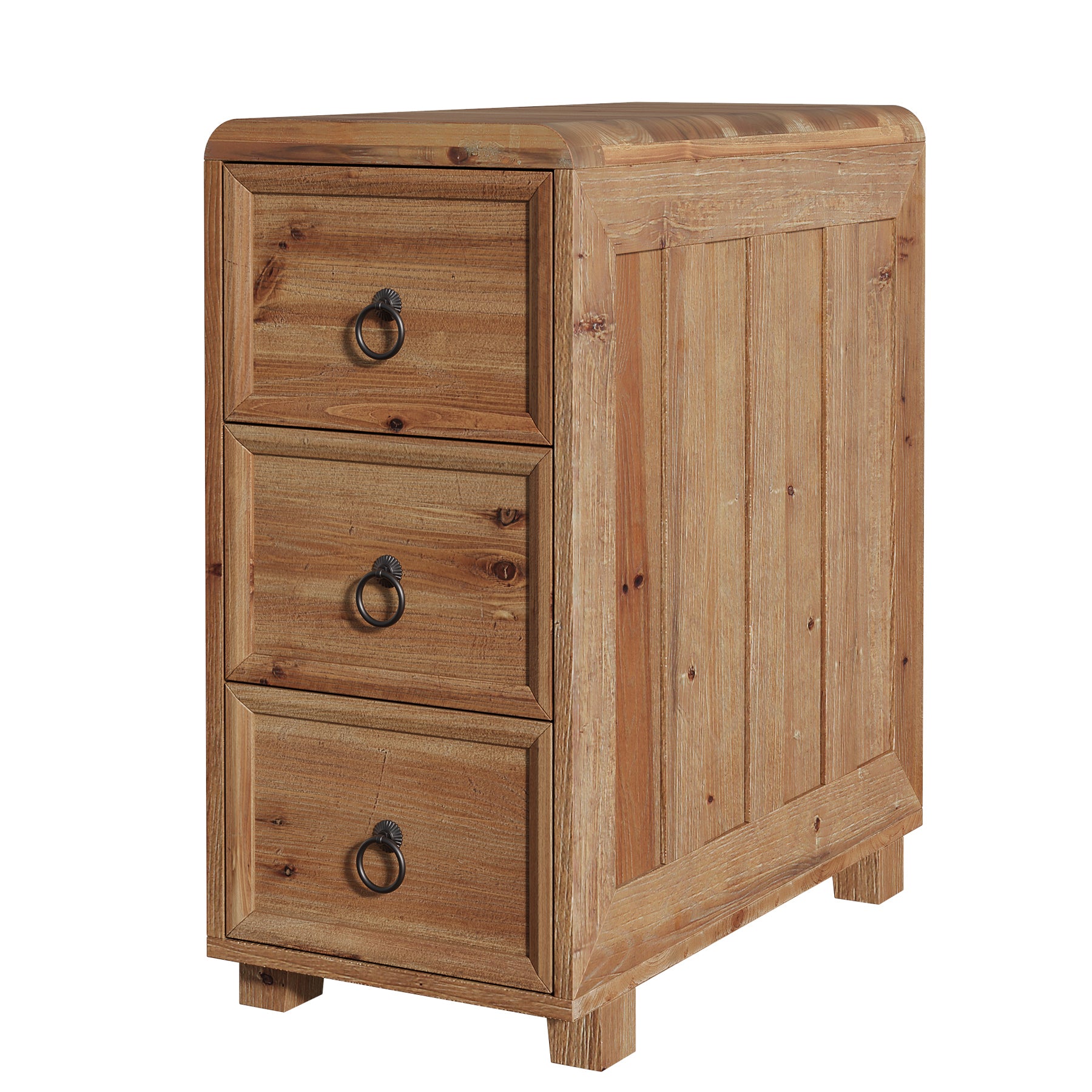 Tribesigns Table d'appoint étroite en bois massif avec 3 tiroirs pour salon, Table de chevet fine, table d'appoint