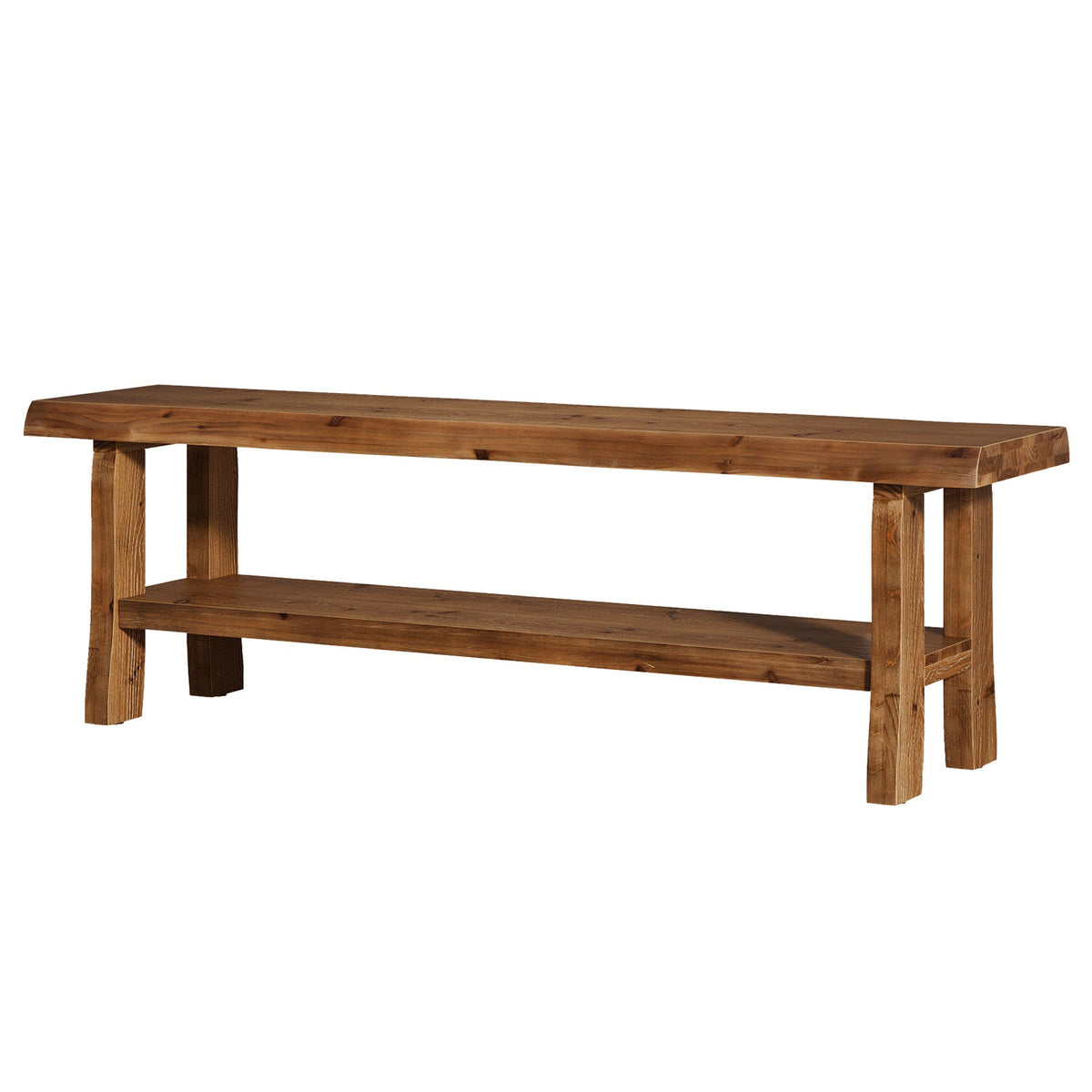 Tribesigns Banc à chaussures en bois massif (140 cm) avec étagère, Style maison de campagne pour 2 à 3 personnes