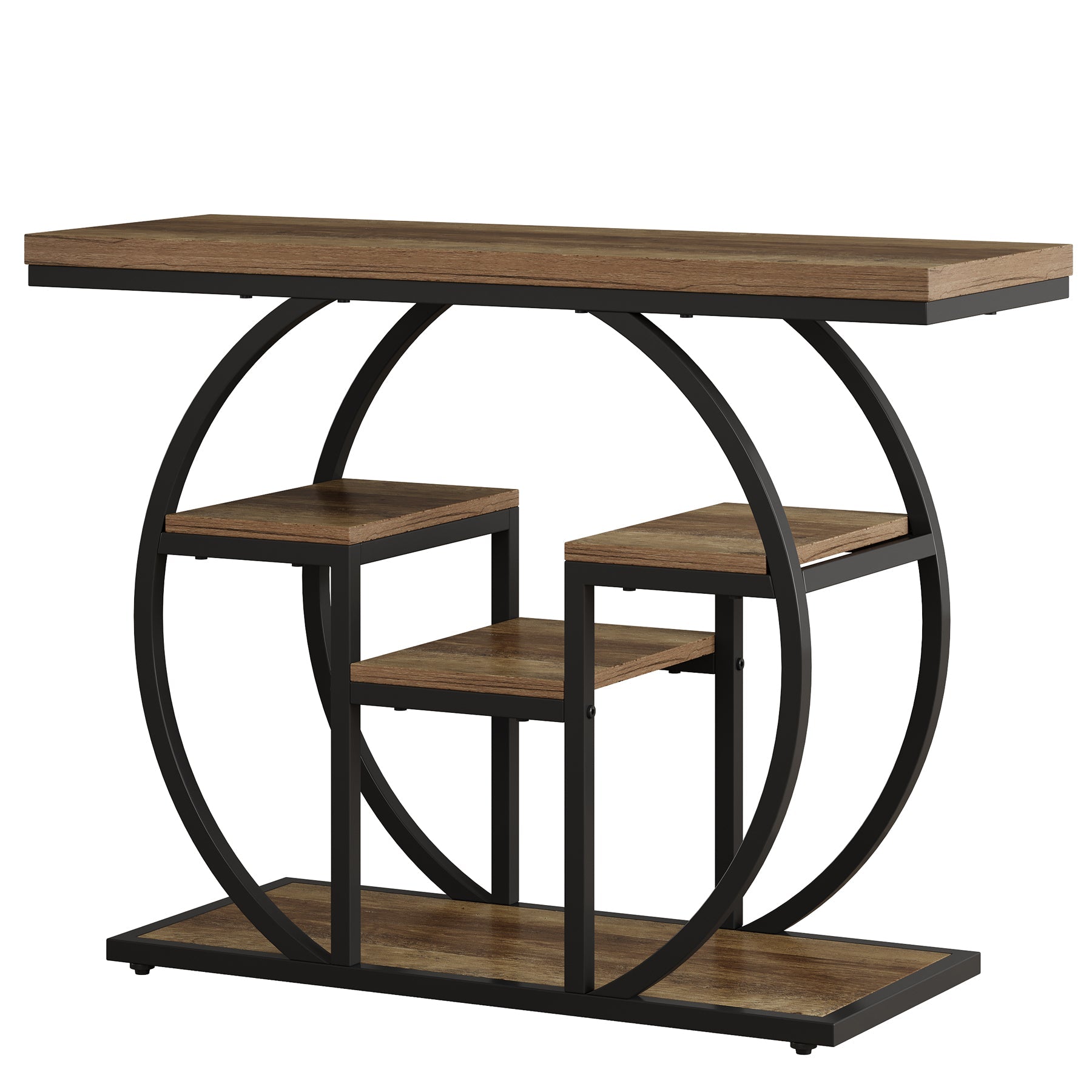 Tribesigns Console 105 cm de large avec 4 étagères, Table d'appoint de style industriel avec structure incurvée