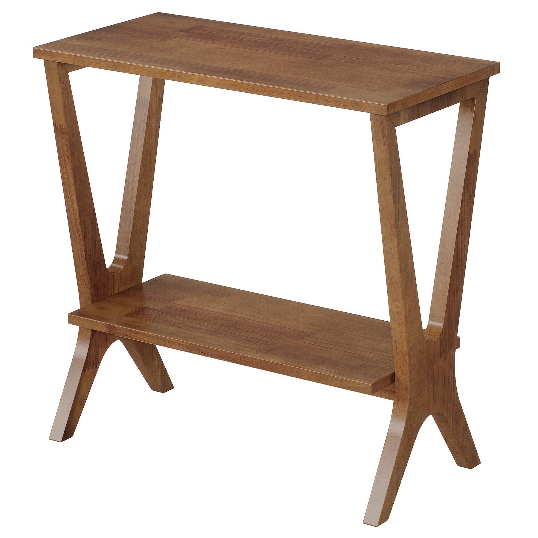 Tribesigns Table d'appoint en bois massif avec 2 étagères, Table de chevet étroite pour salon et chambre