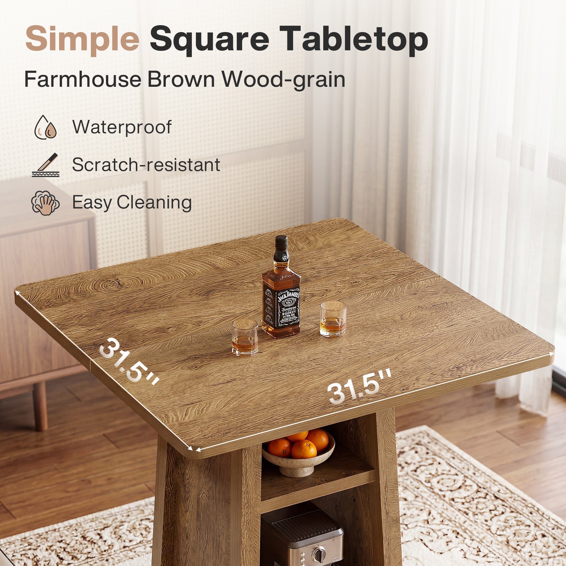 Tribesigns Îlot de cuisine de 90 cm, Table de cuisine carrée avec 2 étagères pour la cuisine