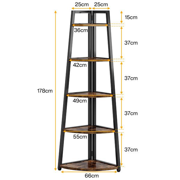 Tribesigns Étagère d'angle, Étagère murale rustique à 5 nveaux