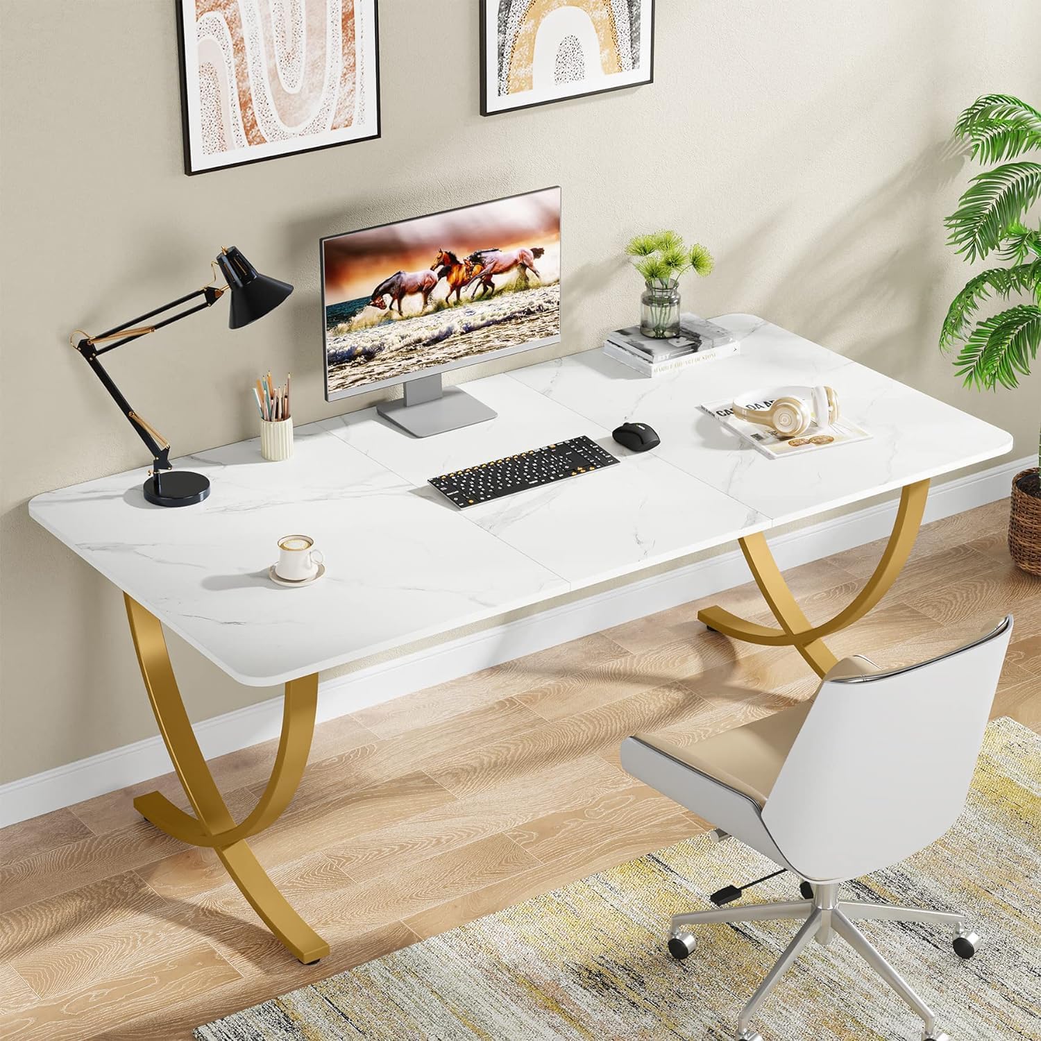 Tribesigns Bureau exécutif, Bureau d'ordinateur moderne Table de conférence pour bureau