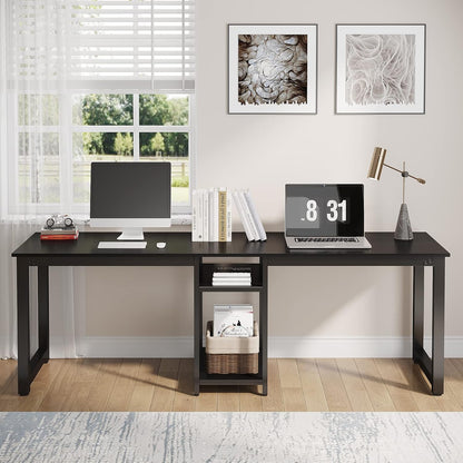 Tribesigns Bureau double 200 cm, Bureau d'ordinateur long avec rangement